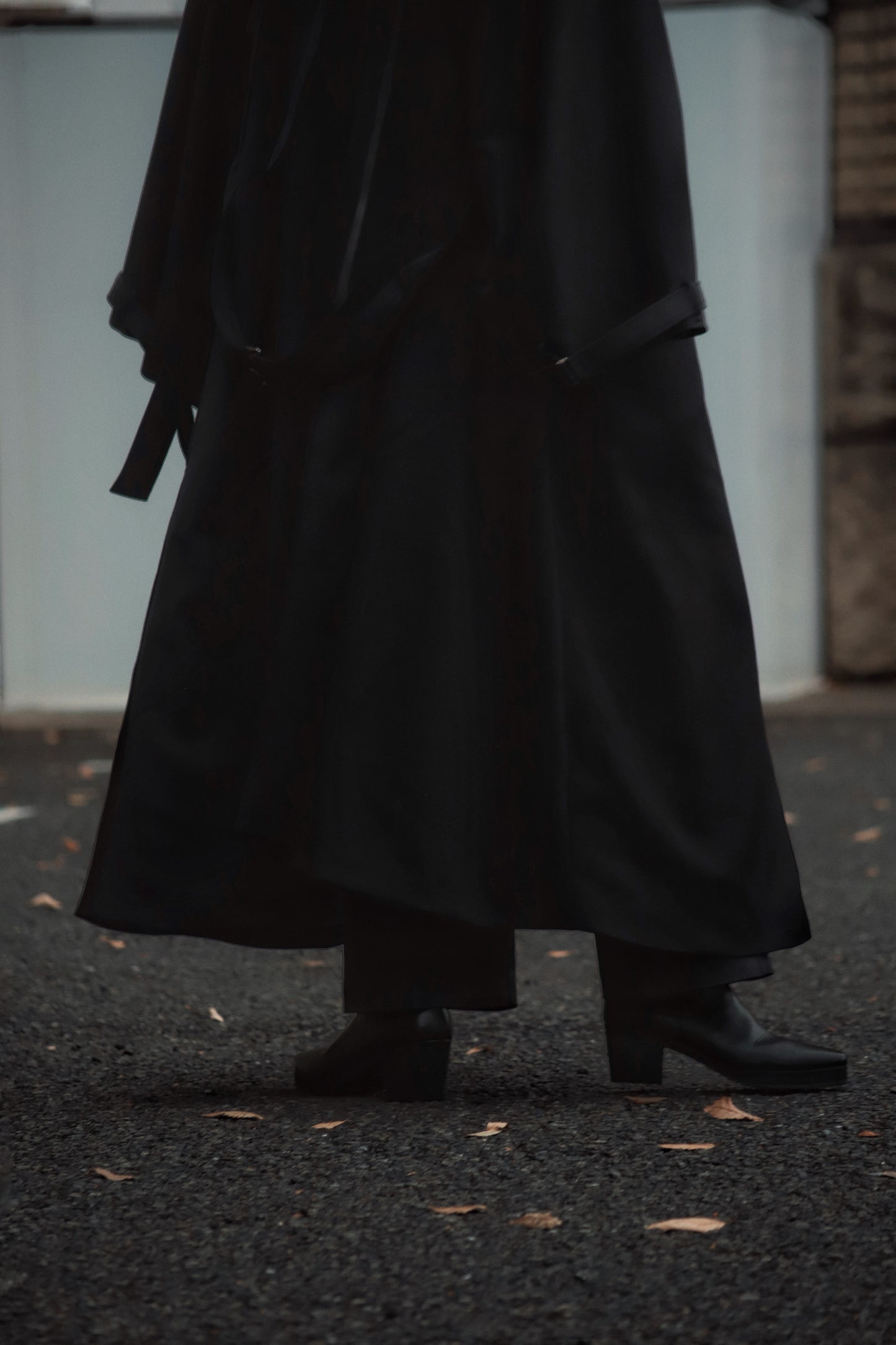 wool × leather layered coat