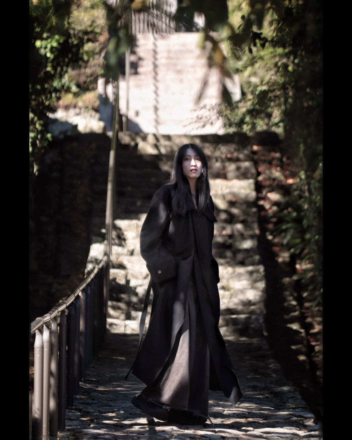 melton&gabardine layered coat