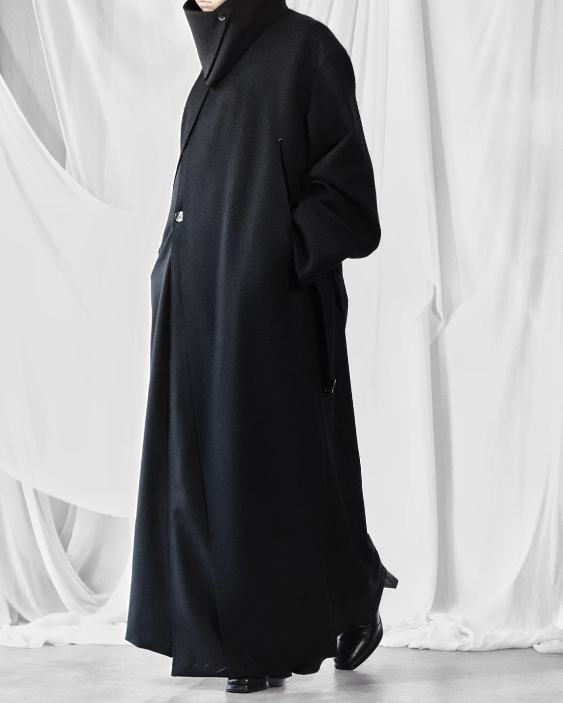 melton&gabardine layered coat