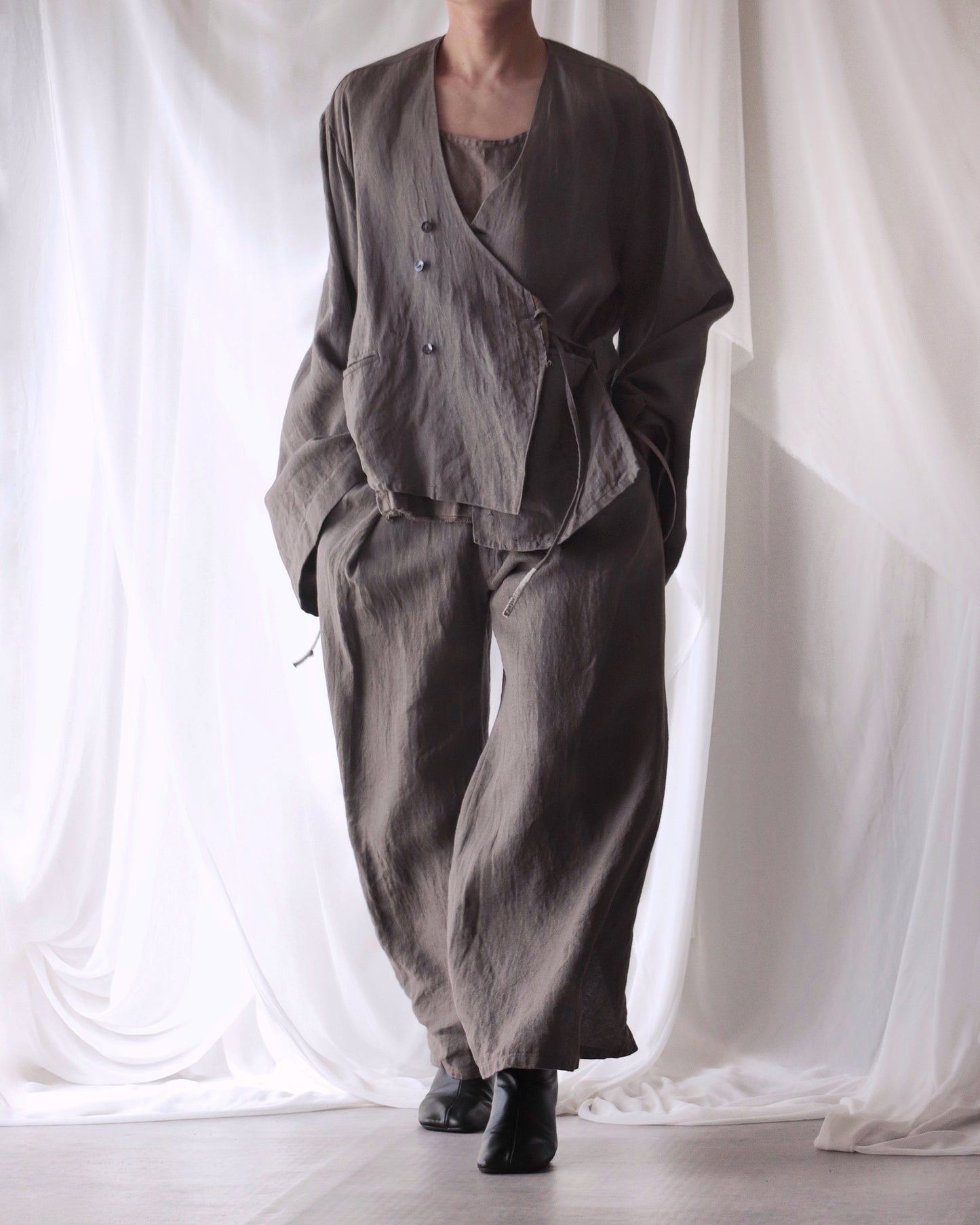 collarless jacket