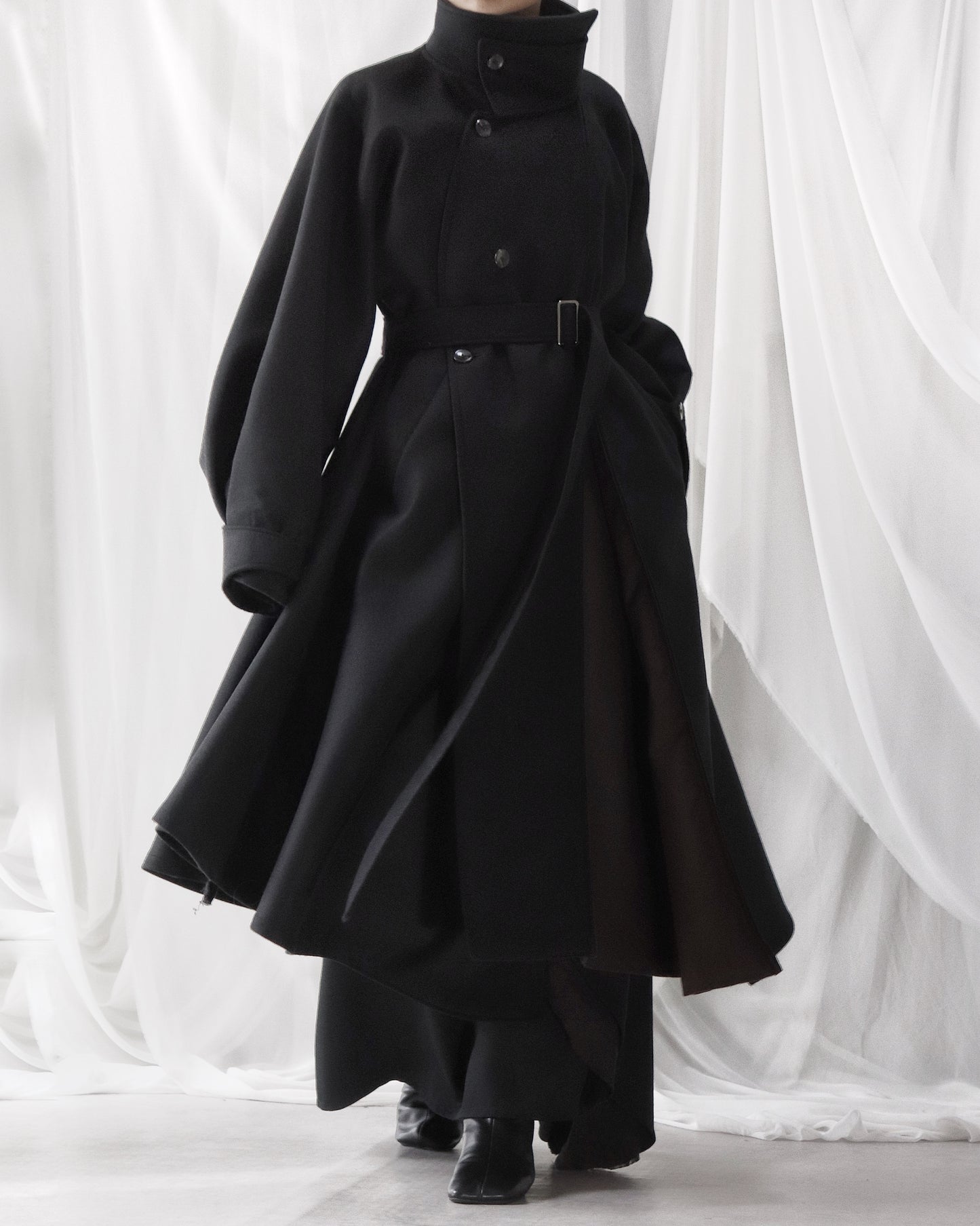 wool melton asymmetry coat