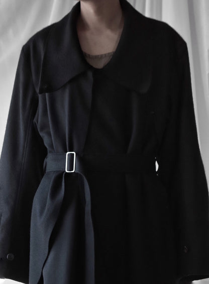 melton&gabardine layered coat