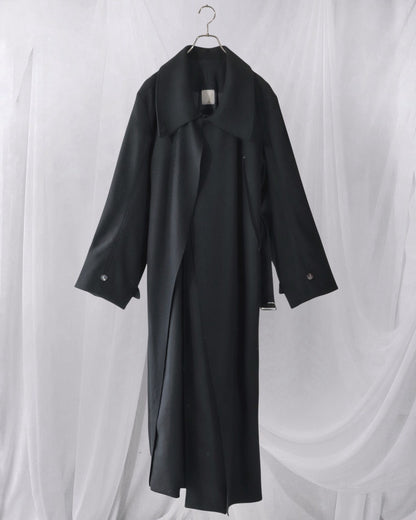 melton&gabardine layered coat