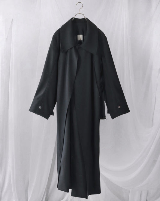 melton&gabardine layered coat