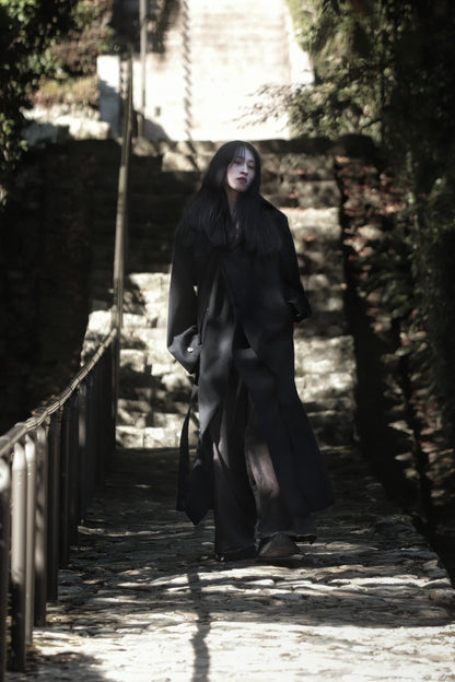 melton&gabardine layered coat