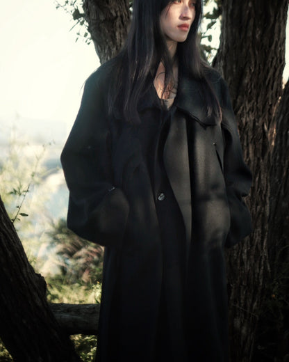 melton&gabardine layered coat