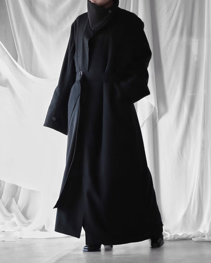 melton&gabardine layered coat