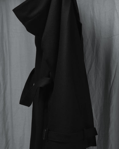wool × leather layered coat