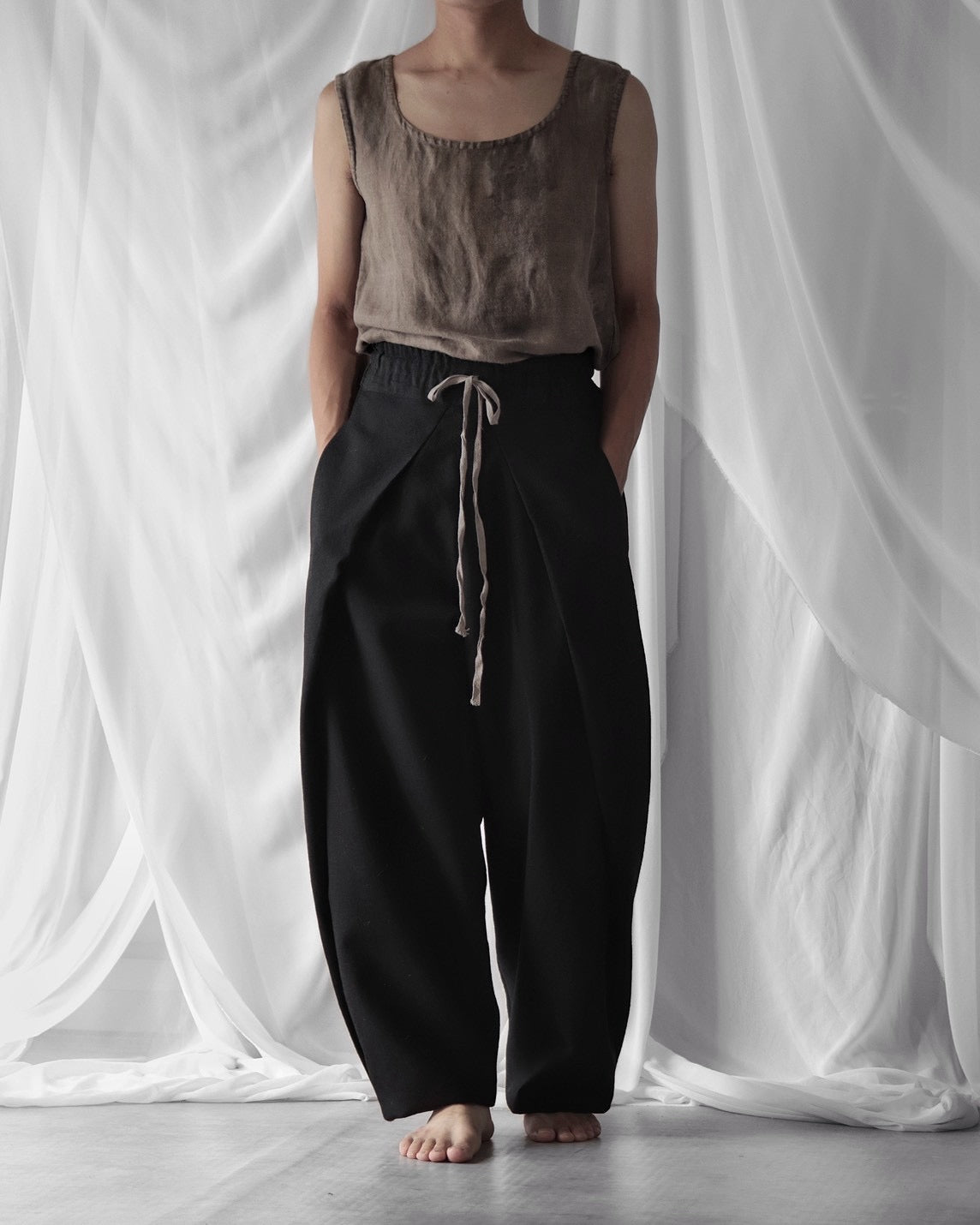 tucked tapered easy slacks