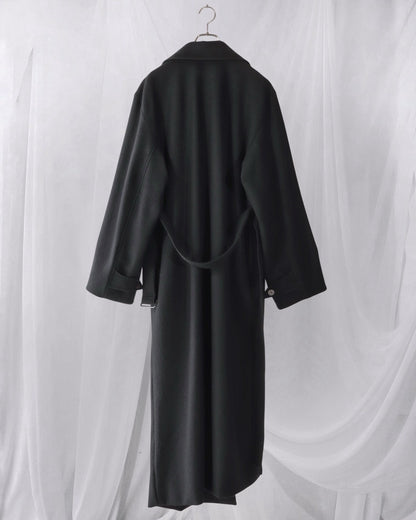 melton&gabardine layered coat