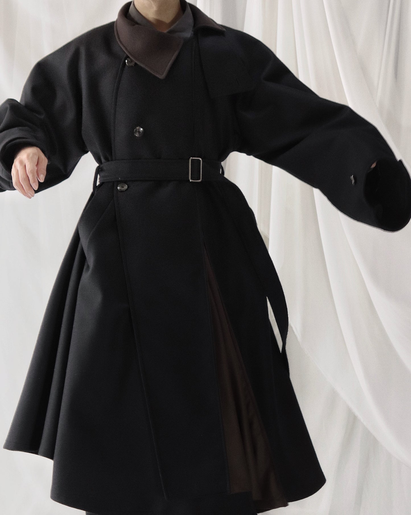 wool melton asymmetry coat