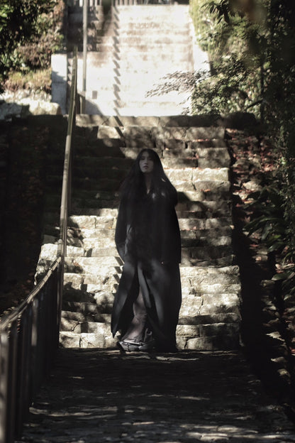 melton&gabardine layered coat