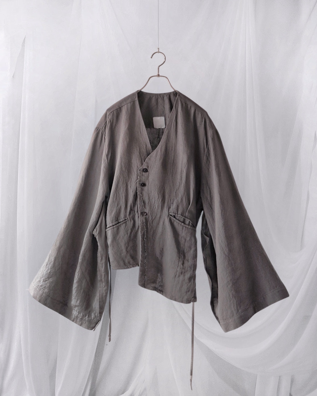 collarless jacket