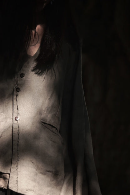 collarless jacket