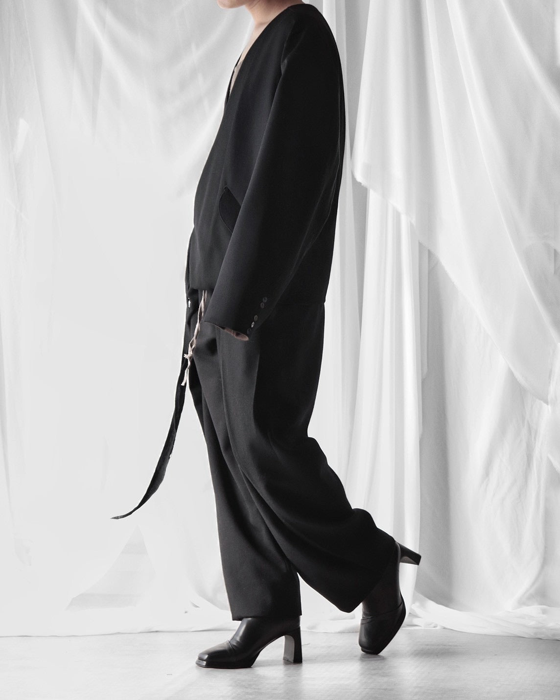 collarless tailored jacket