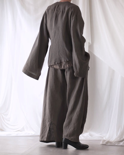 collarless jacket