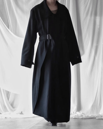 melton&gabardine layered coat