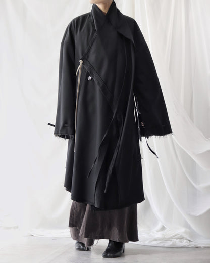 layered frayed coat