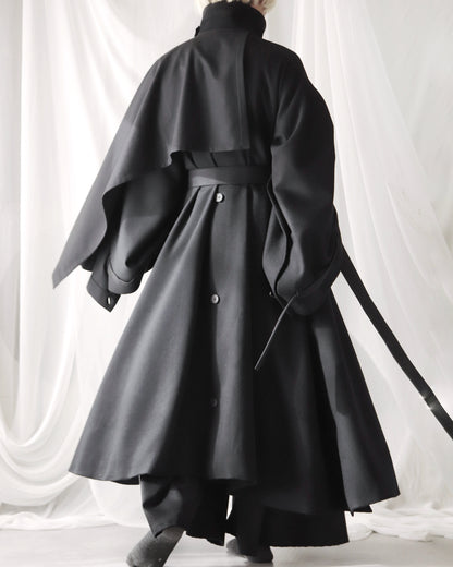 wool layered trench coat
