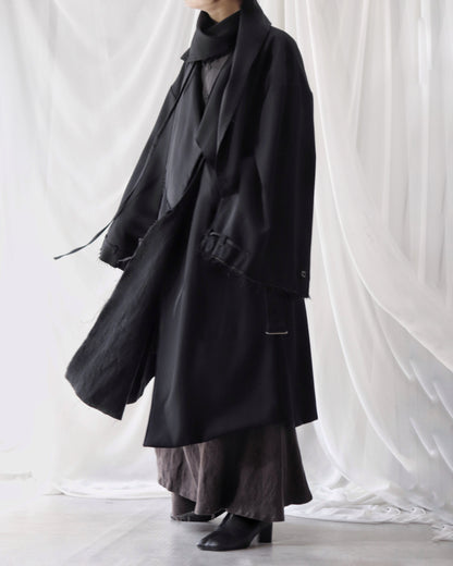layered frayed coat