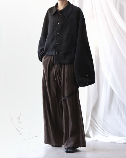 cut off flare sleeve shirt/black
