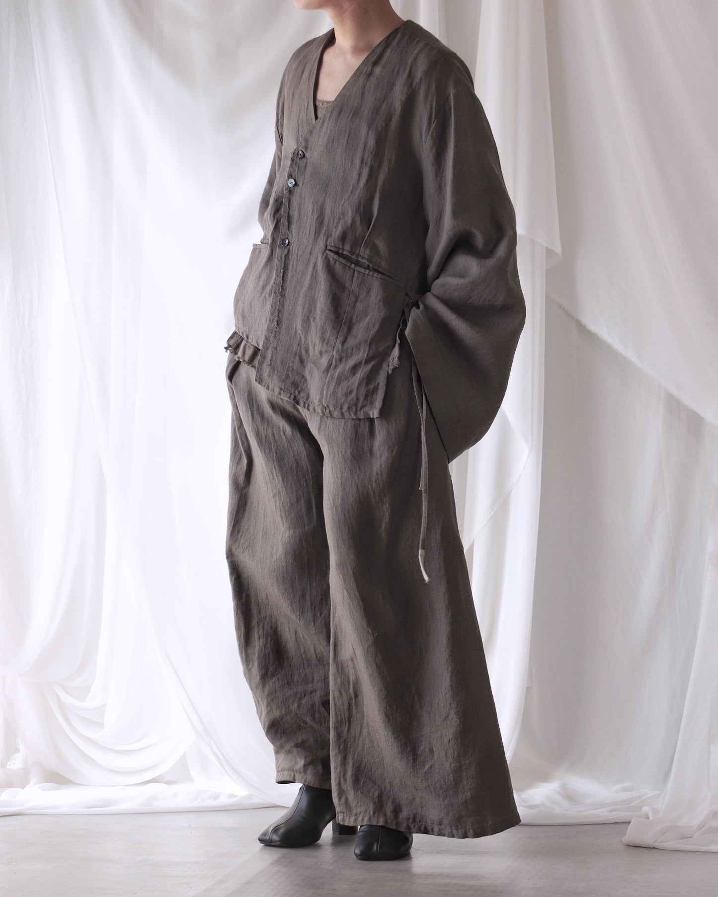collarless jacket
