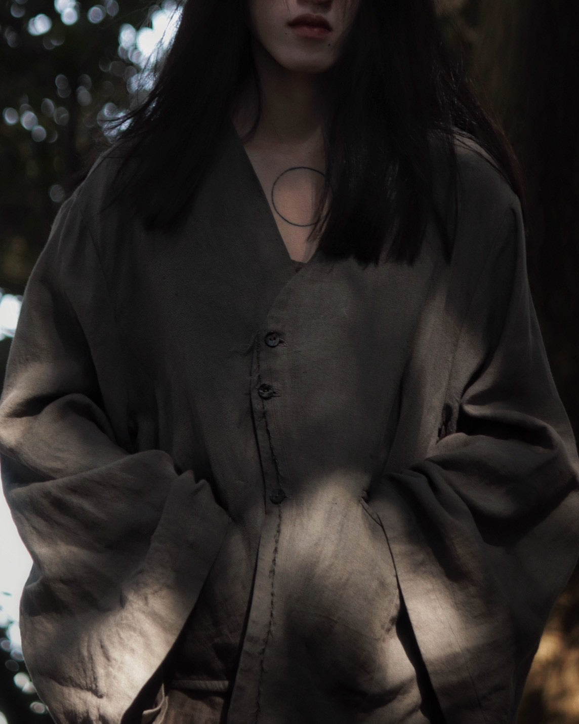 collarless jacket