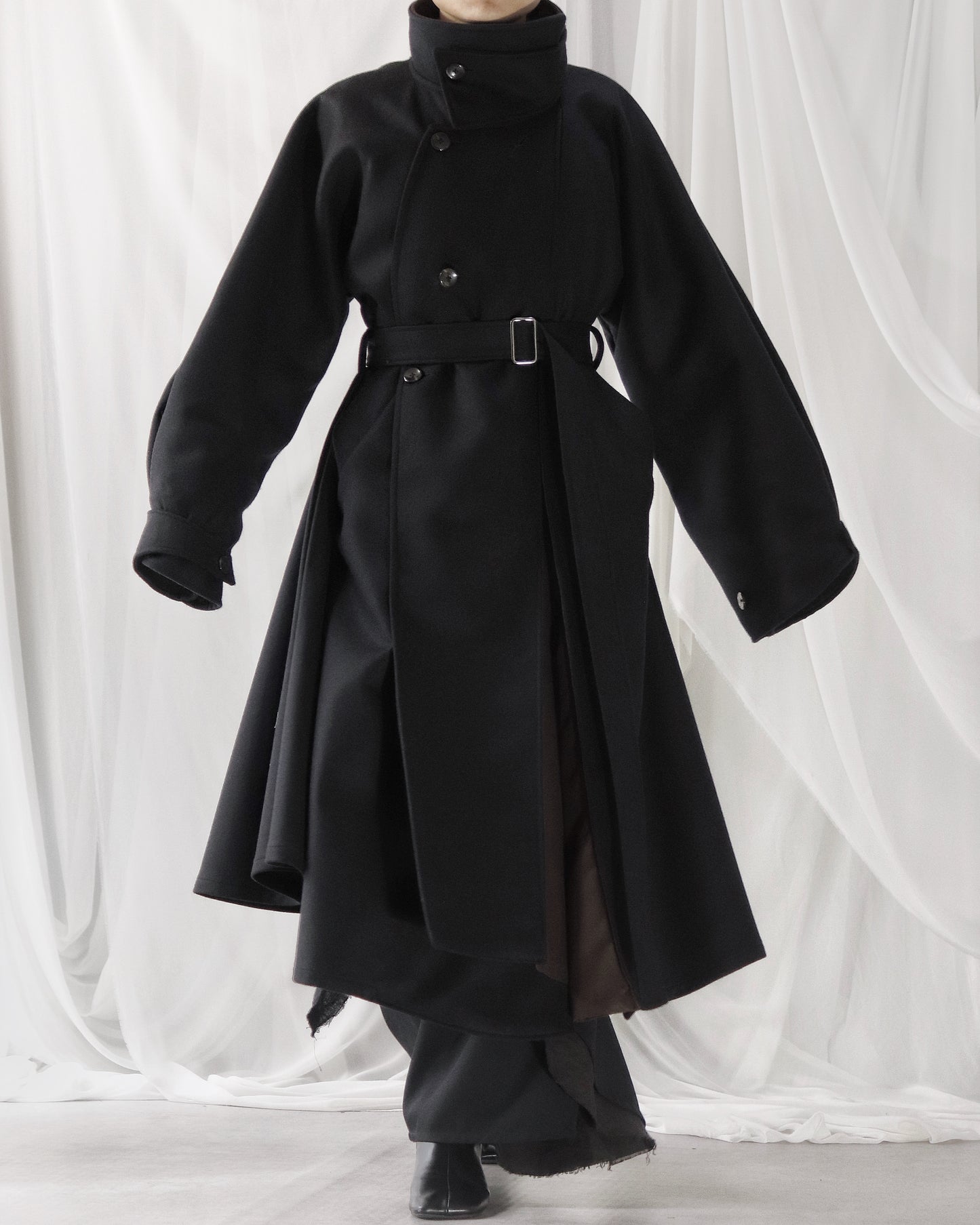 wool melton asymmetry coat