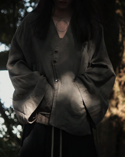 collarless jacket