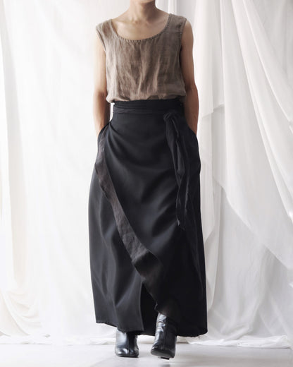 wrapped layered frayed skirt