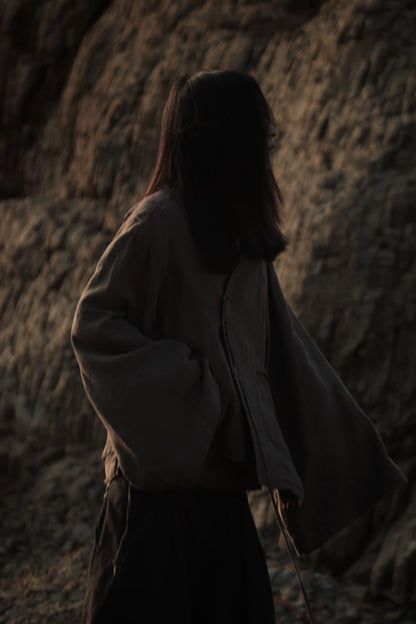 collarless jacket