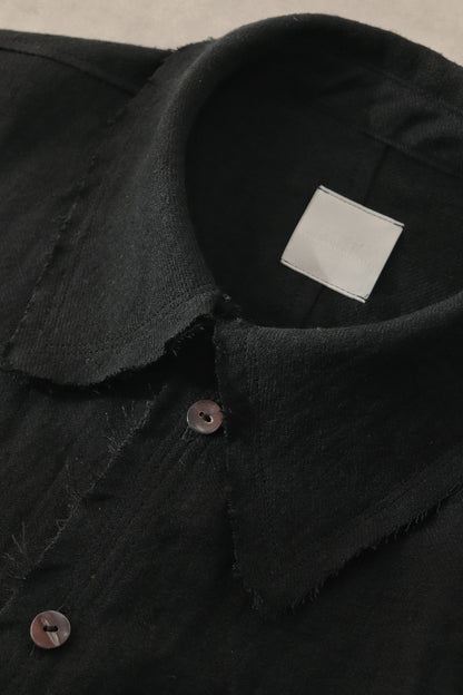 cut off flare sleeve shirt/black