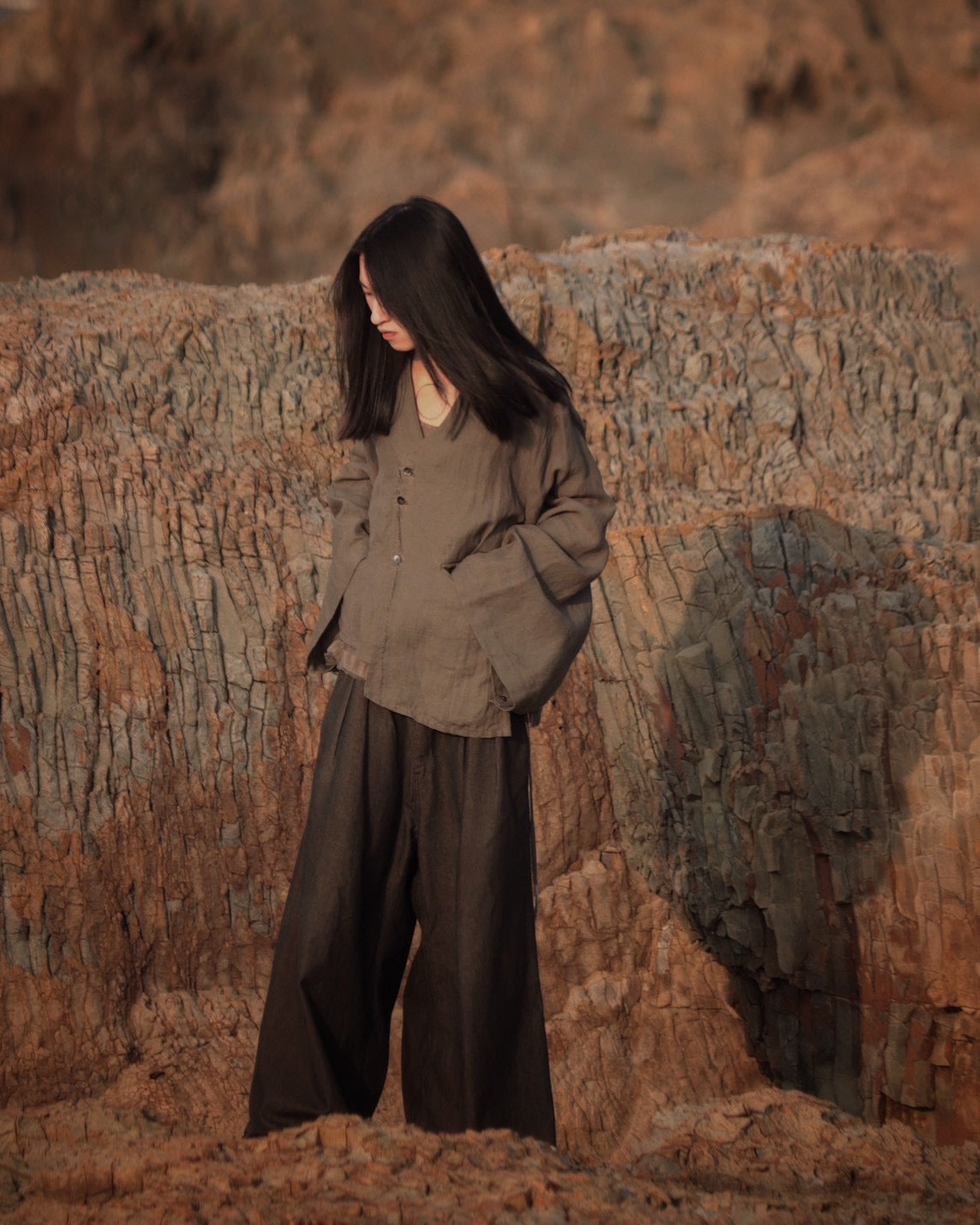 collarless jacket
