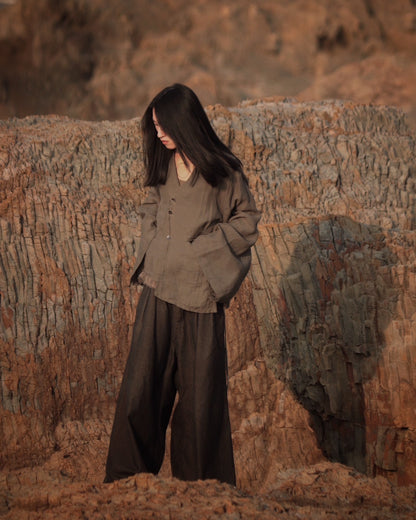collarless jacket