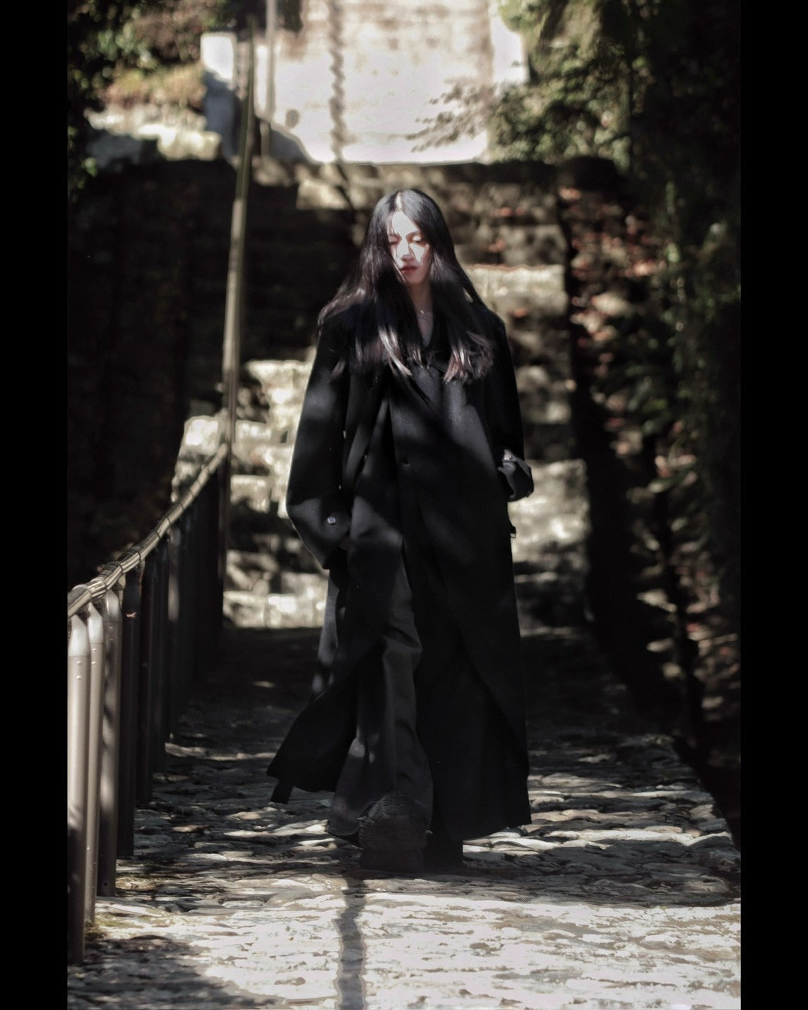 melton&gabardine layered coat