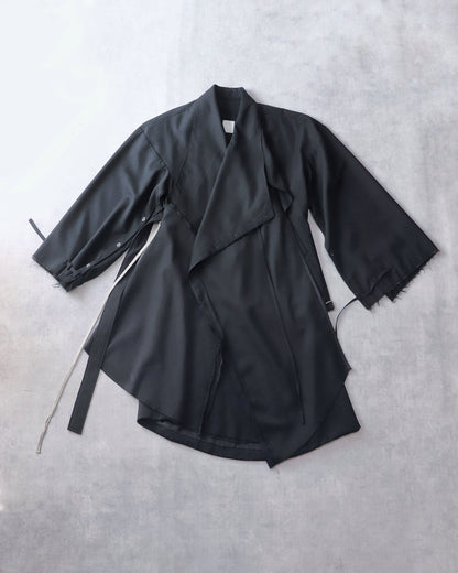 layered frayed coat