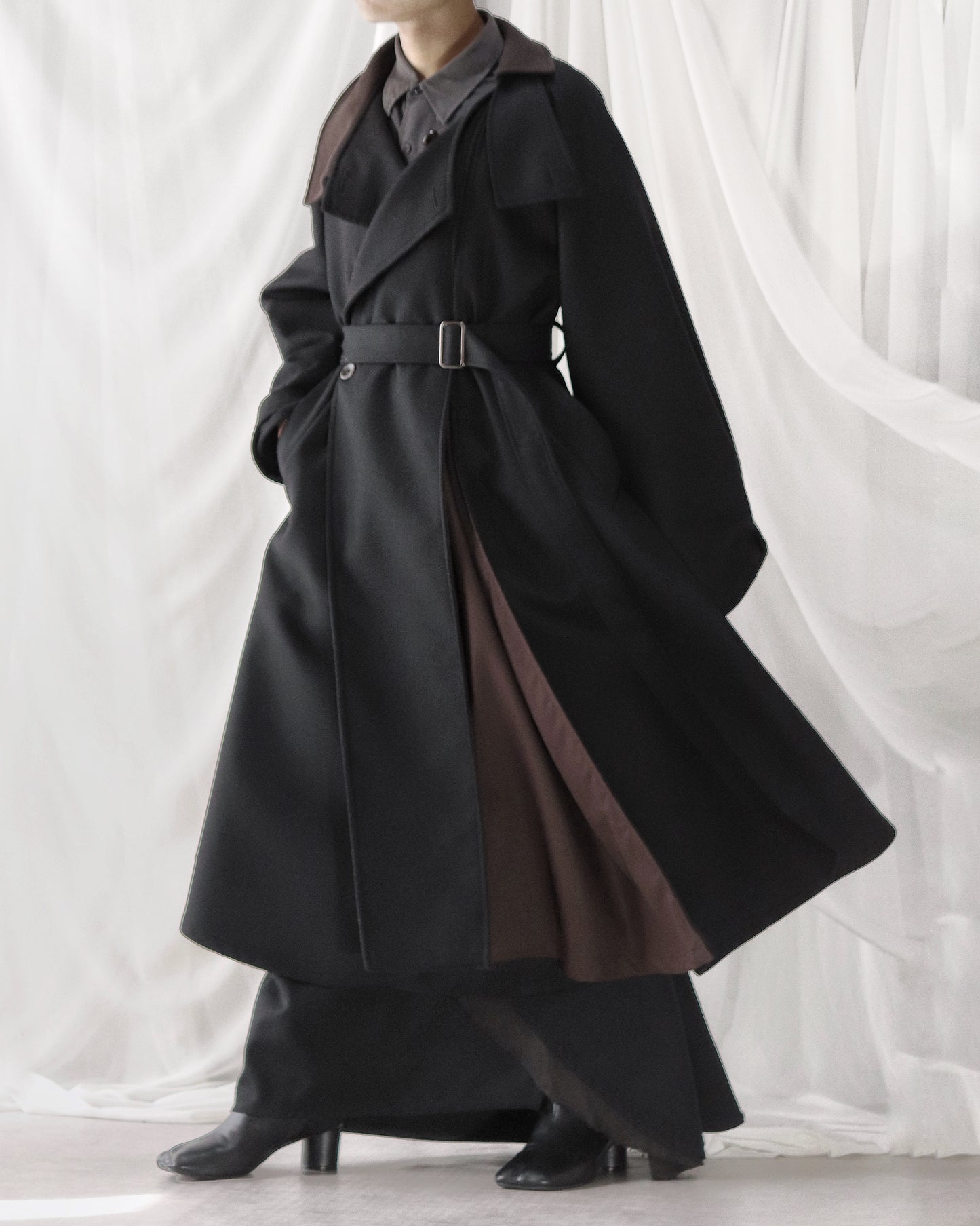 wool melton asymmetry coat