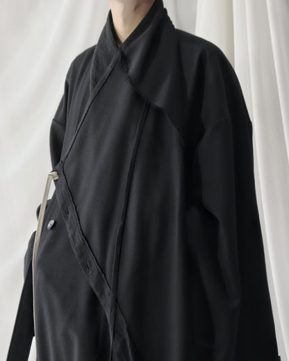 layered frayed coat