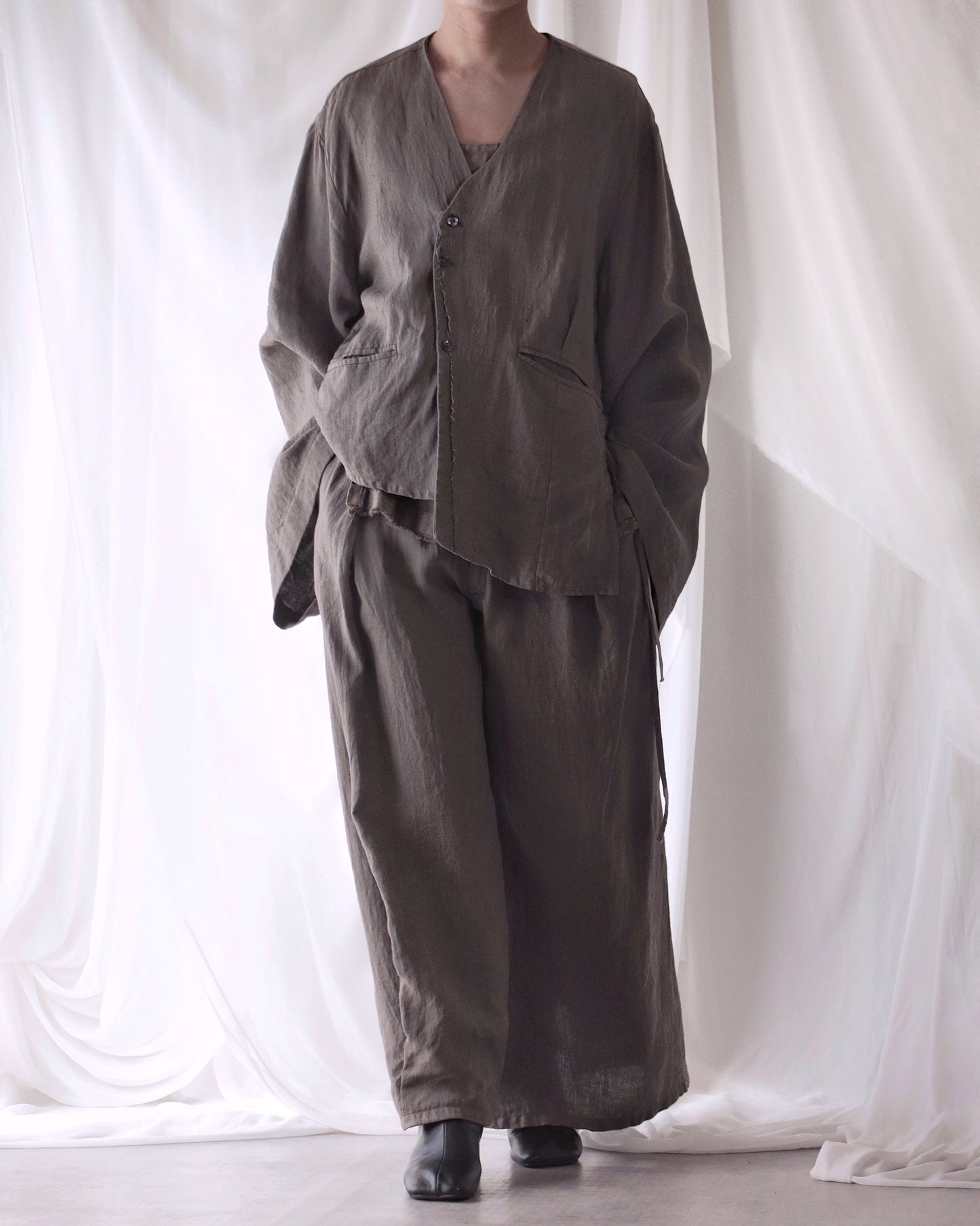 collarless jacket
