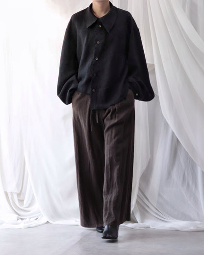 cut off flare sleeve shirt/black