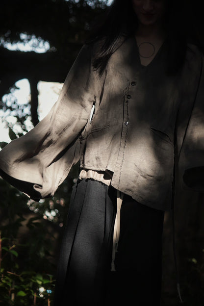 collarless jacket
