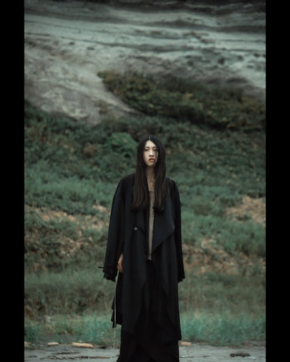 layered frayed coat