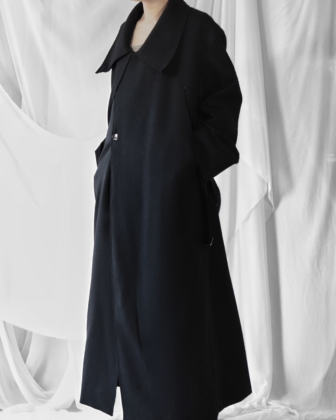 melton&gabardine layered coat