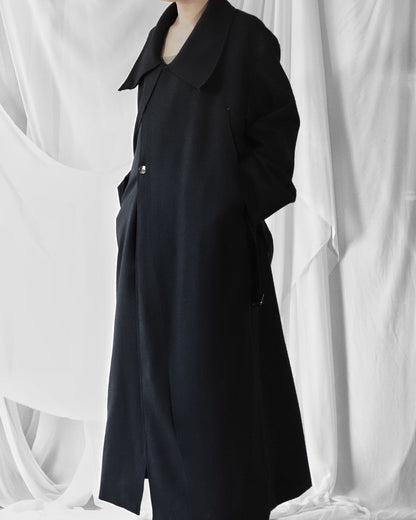 melton&gabardine layered coat