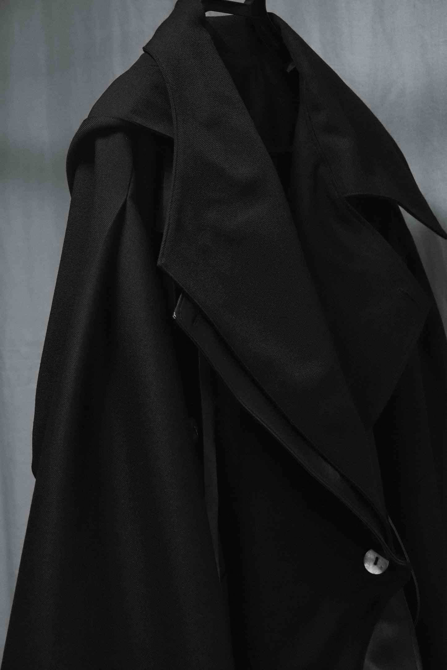 wool × leather layered coat