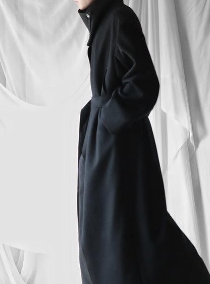 melton&gabardine layered coat