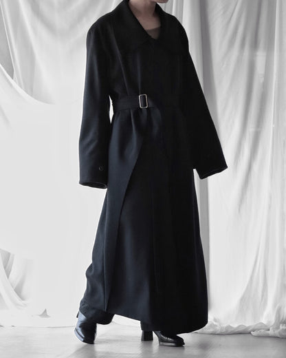 melton&gabardine layered coat