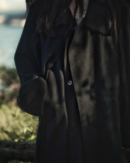melton&gabardine layered coat