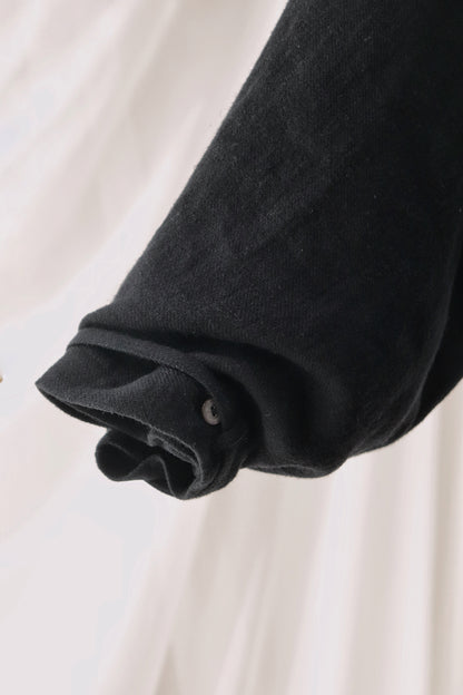 cut off flare sleeve shirt/black