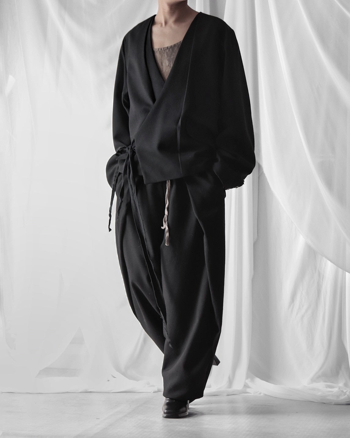 collarless tailored jacket